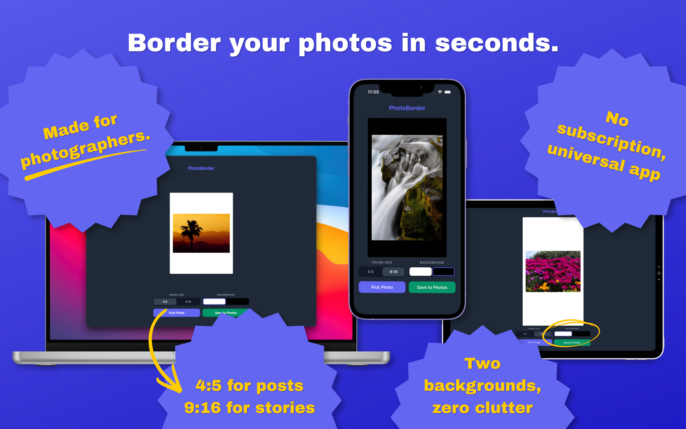 PhotoBorder — Clean photo borders for Instagram posts and stories